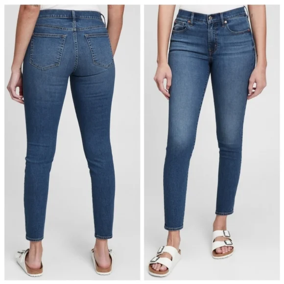 Gap True Skinny High Waisted Rise Jeans Jeggings Casual Basic Denim Cropped - Picture 11 of 11